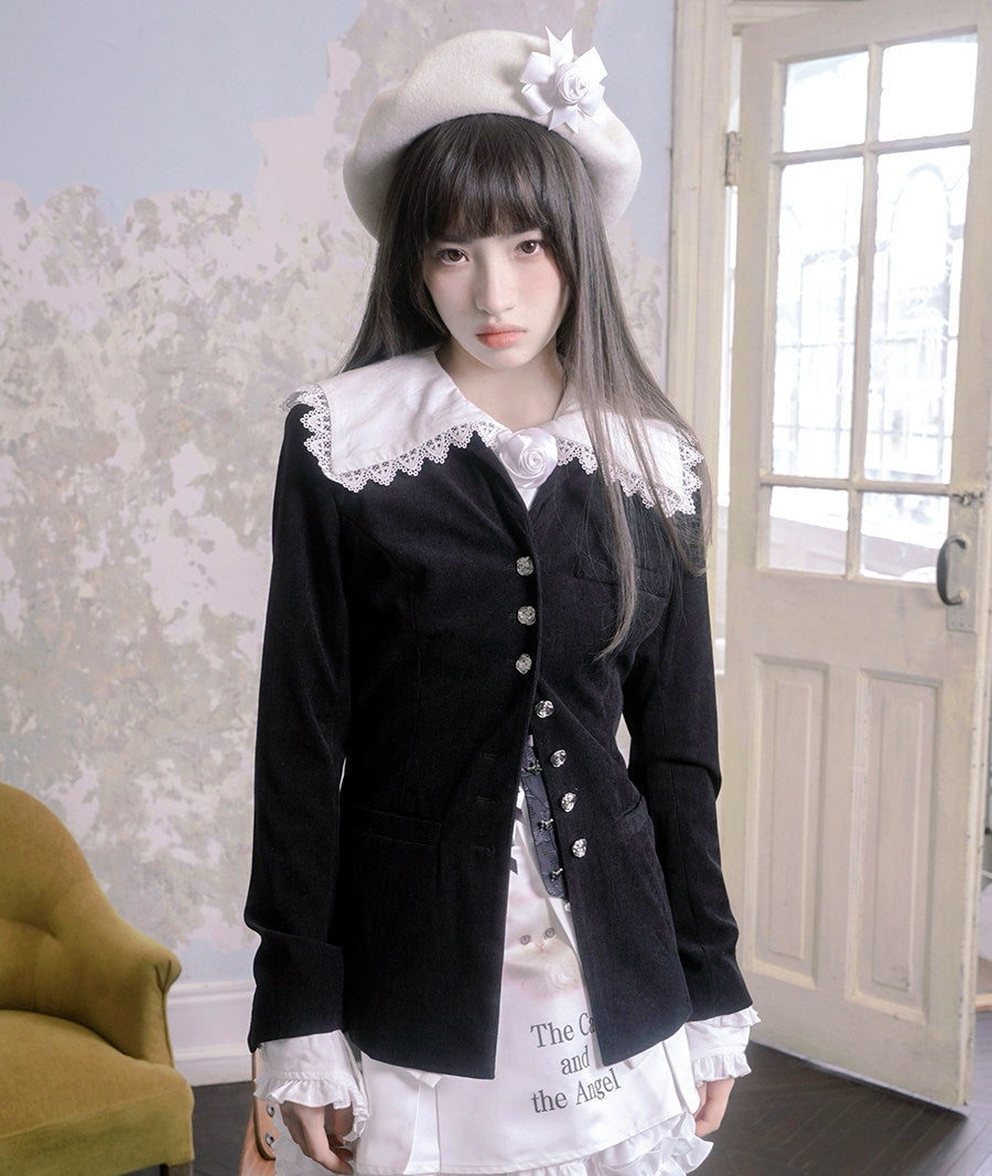 Rose Jacquard Sailor Collar Jacket NA8321