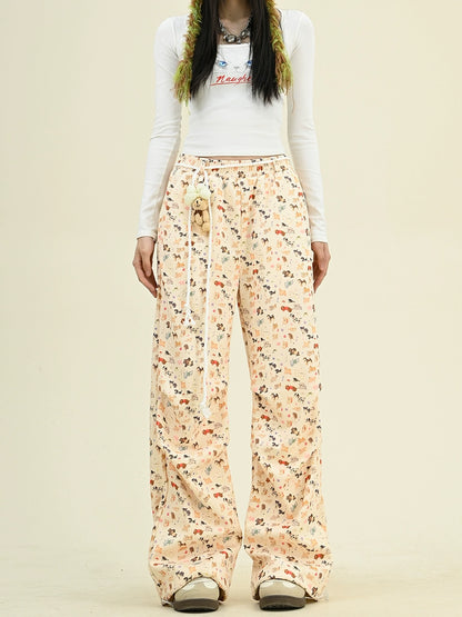 Allover Cartoon Print Wide Leg Pants NA6451