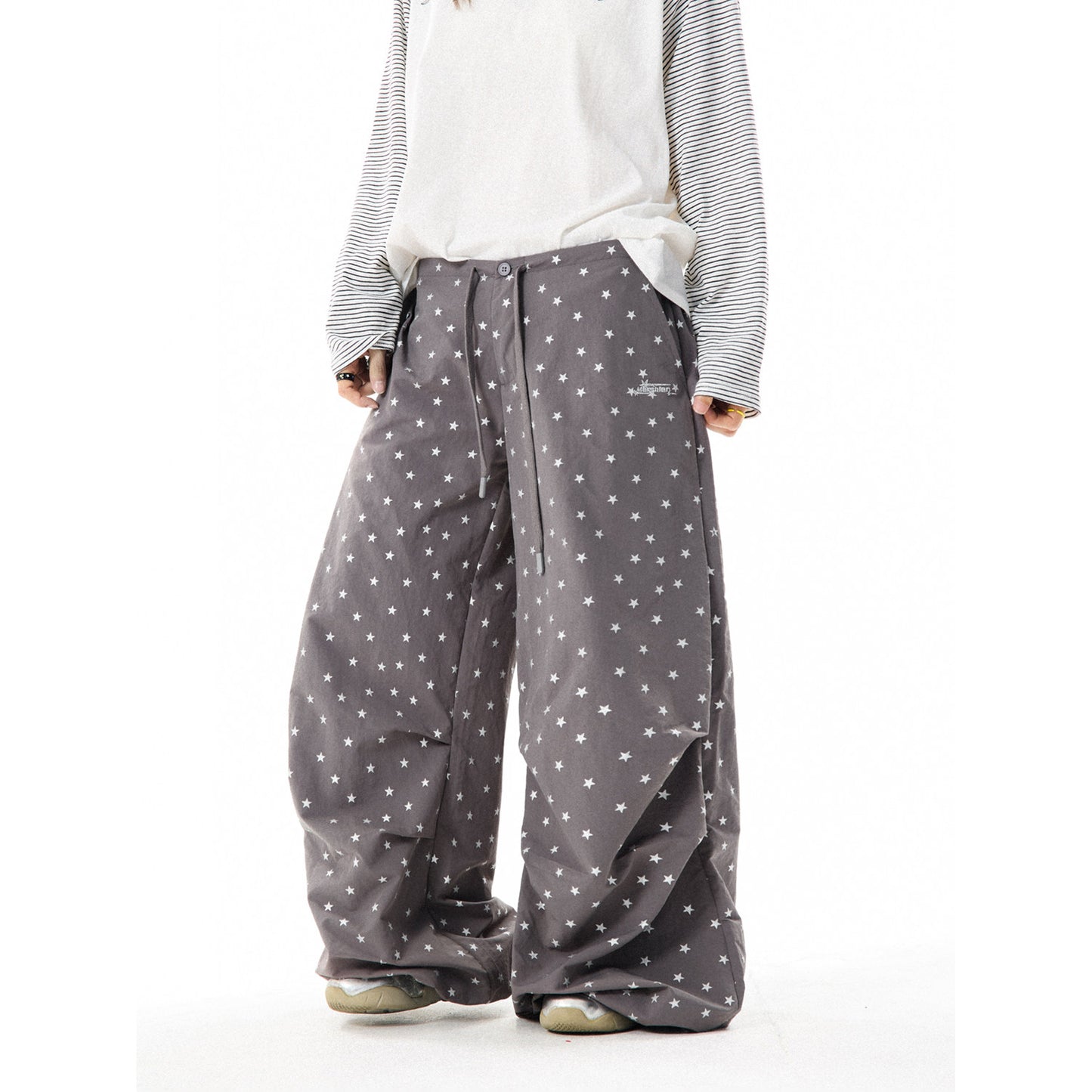 Allover Star Print Wide-Leg Pants NA9429