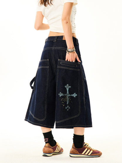 Wide-Leg Denim Shorts NA9392