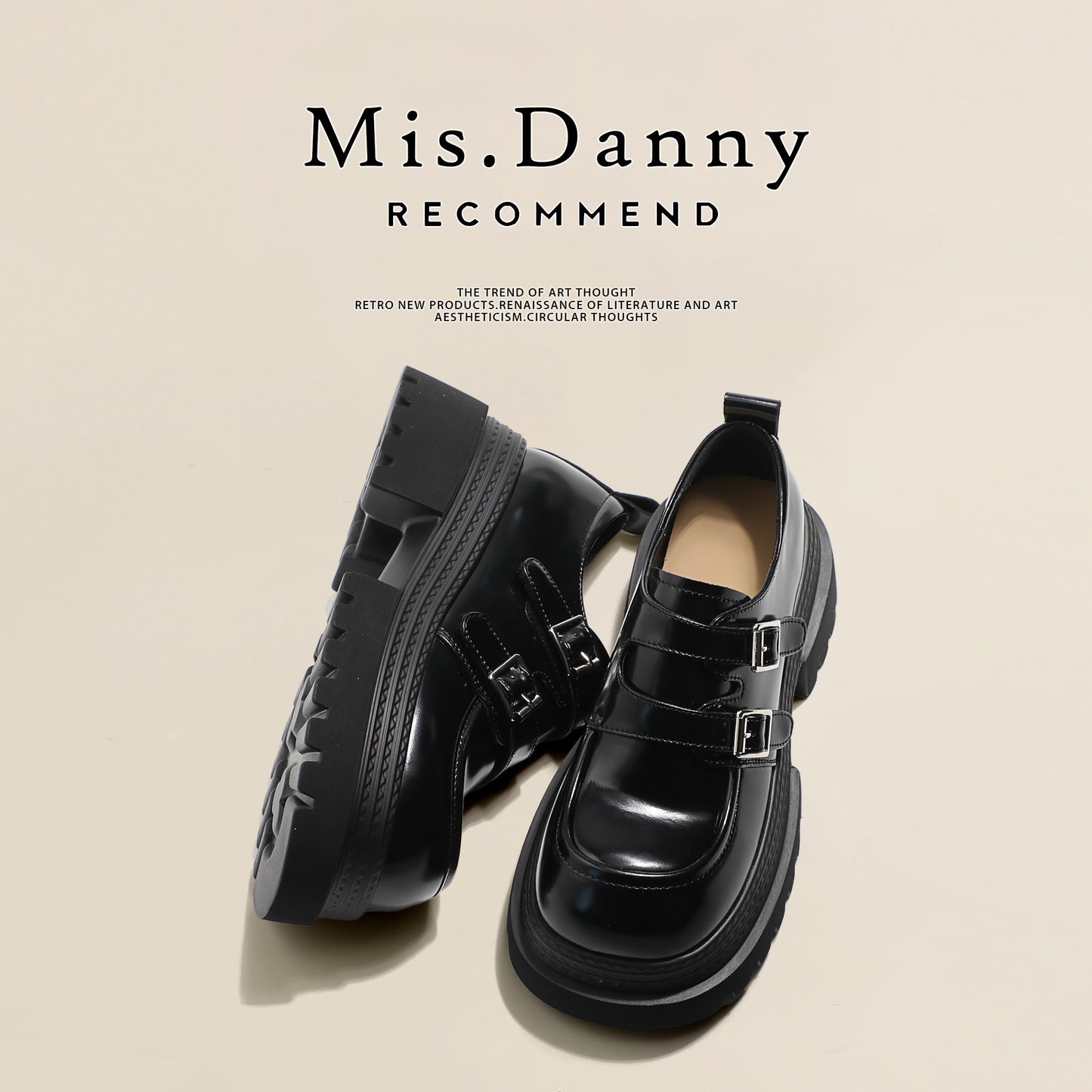 Double Metal Buckle Thick Sole Platform Loafers NA8735