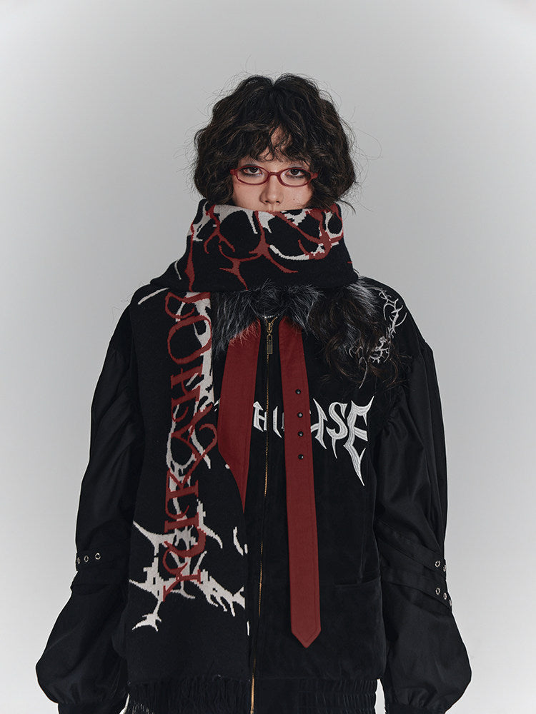 Embroidery Fur Collar Oversize Zipper Jacket NA8922