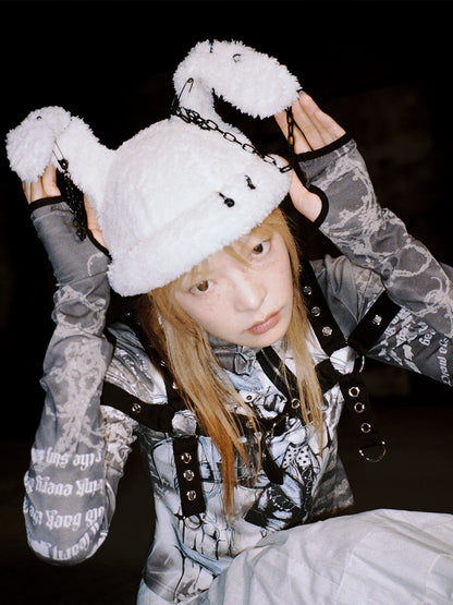 Furry Rabbit Knit Hat NA6633