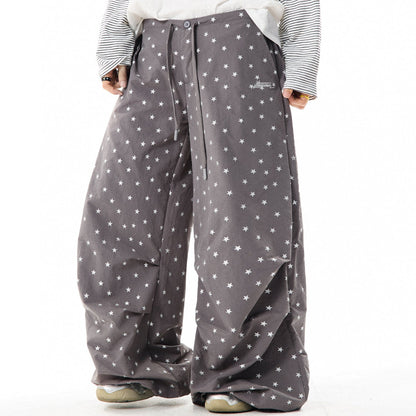 Allover Star Print Wide-Leg Pants NA9429