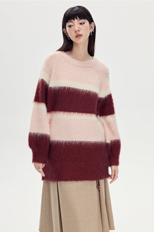 Round Neck Oversize Furry Knit Sweater NA5331