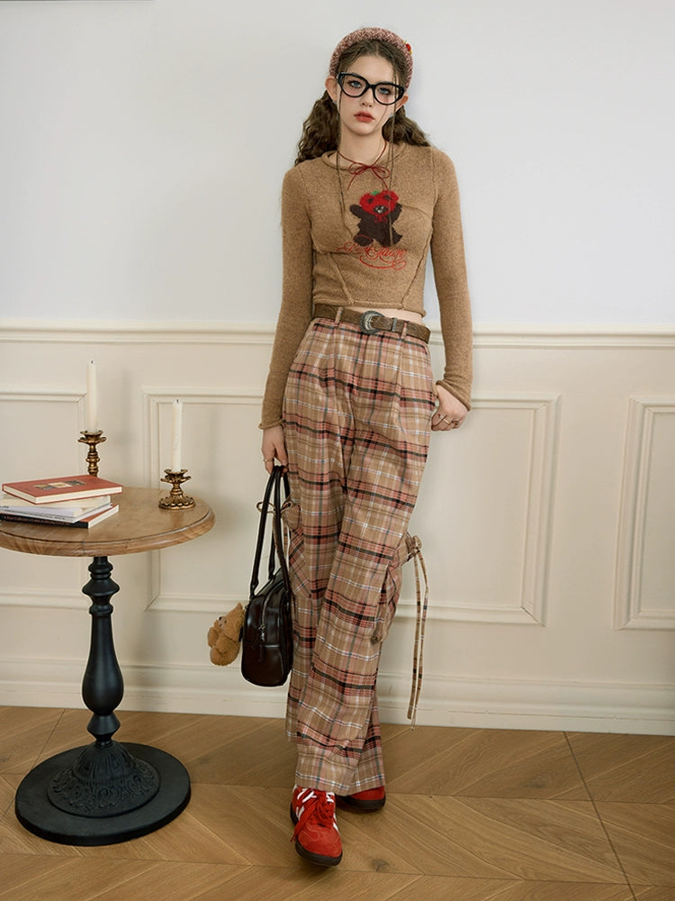 Plaid Wide-Leg Pants NA6921