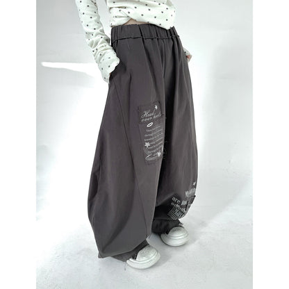 Letter Print Elastic Waist Wide Leg Sweatpants NA9291