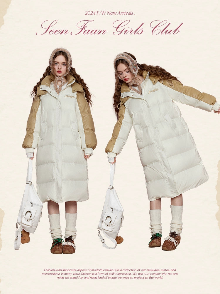 Stand Neck Long White Duck Down Coat NA6941