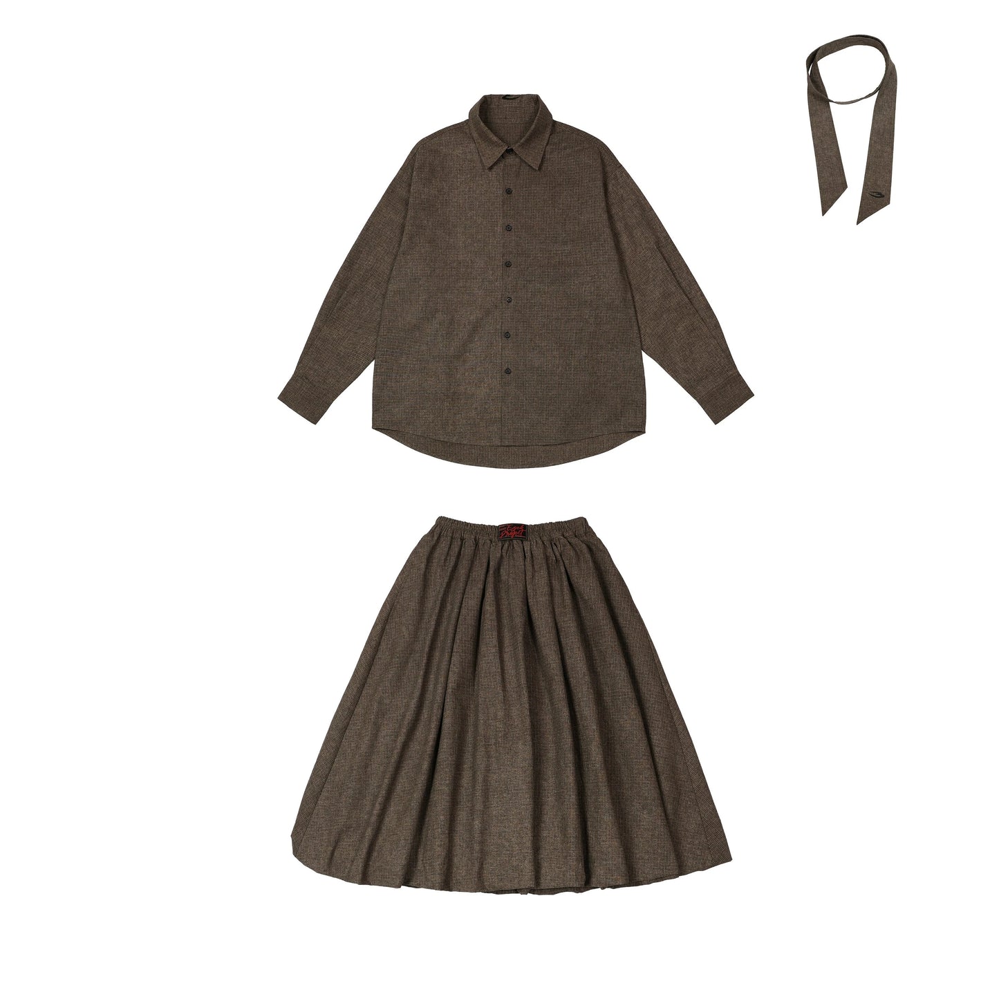 Oversize Plaid Shirt & Plaid Pleats Skirt Setup NA2506