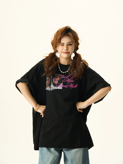 Oversize Letters Embroidery Short Sleeve T-shirt NA3062