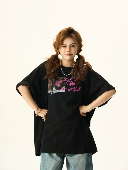 Oversize Letters Embroidery Short Sleeve T-shirt NA3062