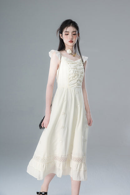 Bead Embroidery Little Flying Sleeve Dress NA5562