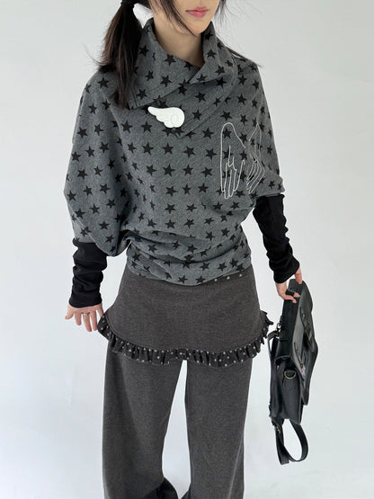 Star Print Wing Detail Layered Long Sleeve T-Shirt NA9304