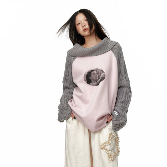 Graphic Print Pullover Knit Sweater NA7061