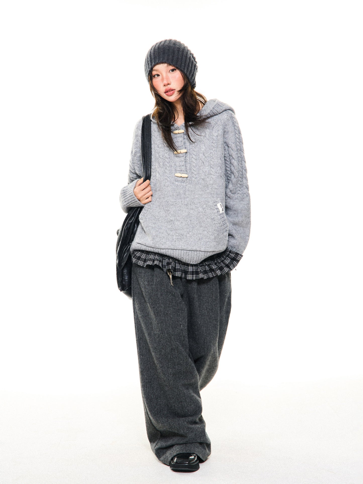 Hooded Toggle-Front Knit Sweater NA9414