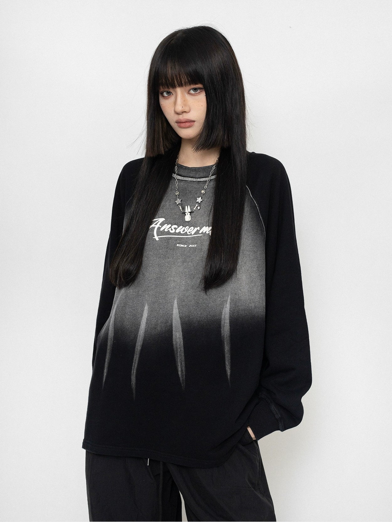 Oversized Gradient Design Round Neck Sweatshirt NA2429