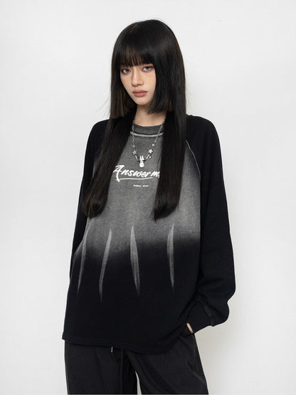 Oversize Gradient Design Round Neck Sweatshirt NA2429