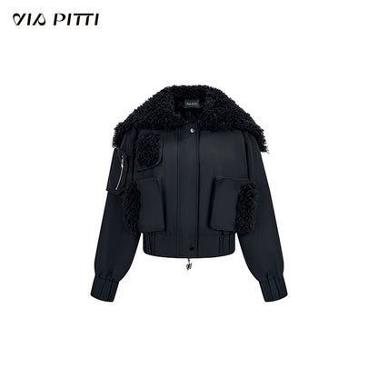 Big Flip Collar Short Fluffy Jacket NA5076