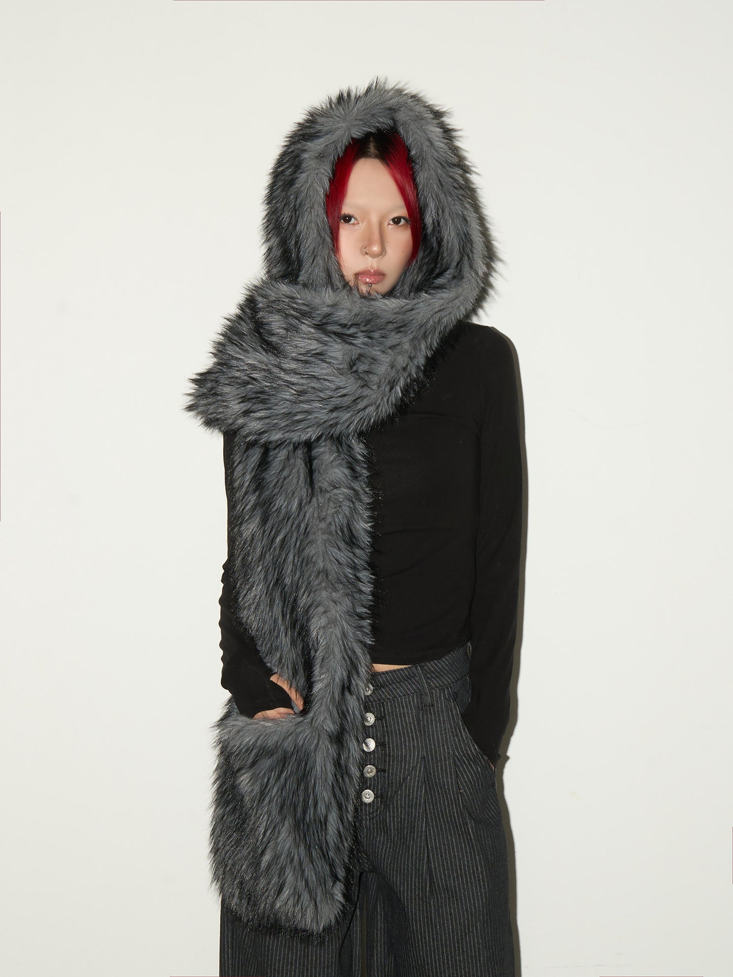 Fake Fur Pocket Design Scarf NA9202