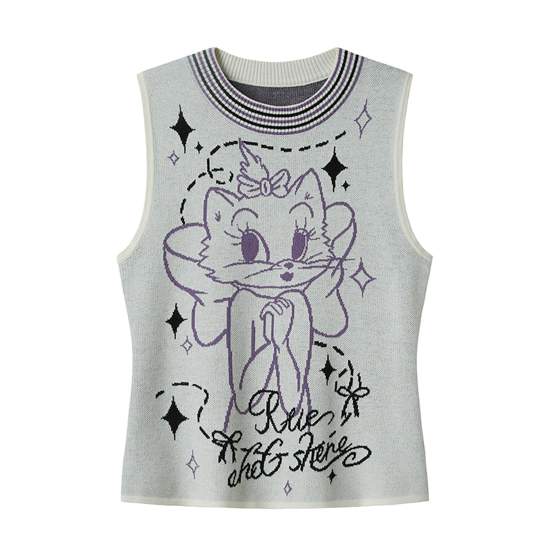 Graffiti Design Slim Fit Knit Vest NA5394