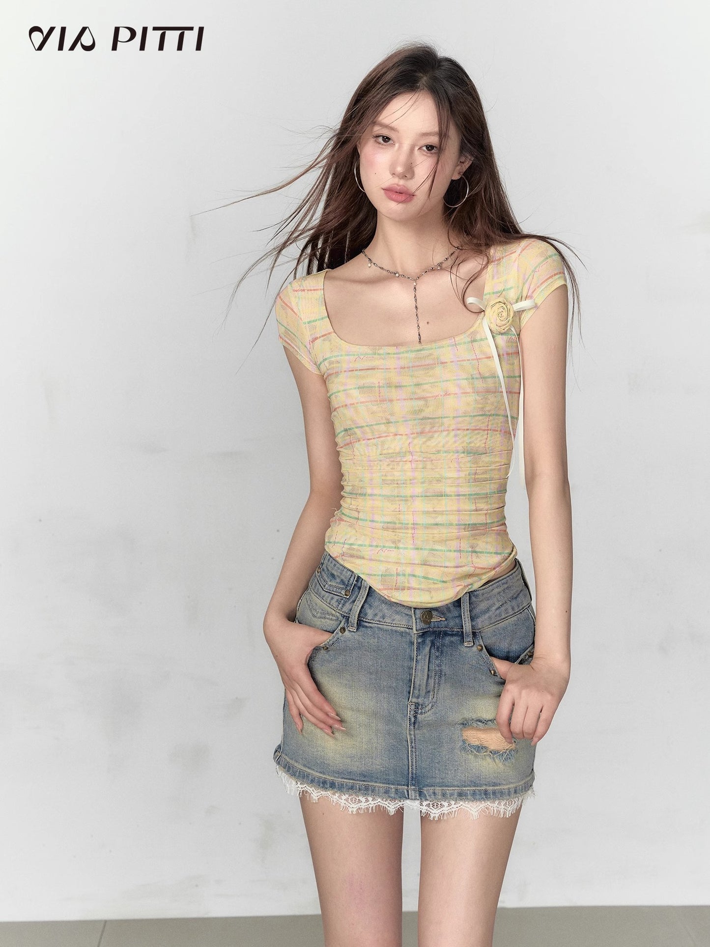 Pleats Short Sleeve T-shirt NA4756