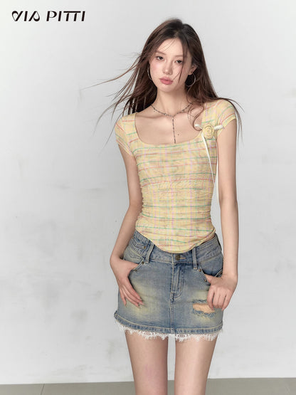 Pleats Short Sleeve T-shirt NA4756