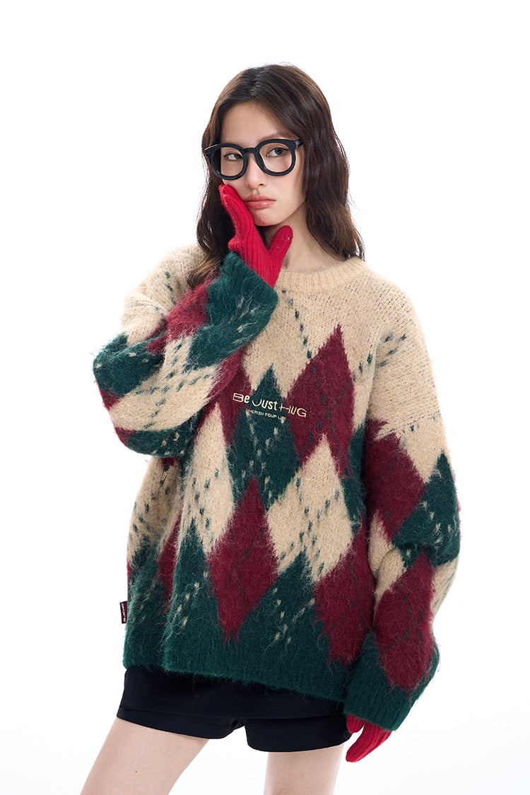 Oversize Round Neck Christmas Knit Sweater NA6100