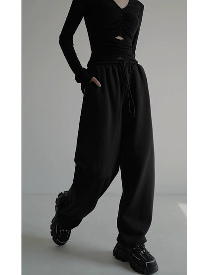 Wide-leg Drawstring Sweatpants NA4303