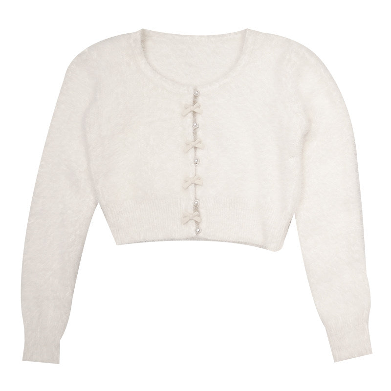 Pearl Bow Short Knit Cardigan NA8285