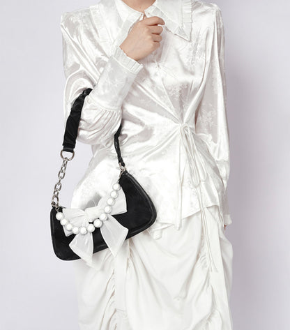 Contrast Color Bow Shoulder Bag NA8445