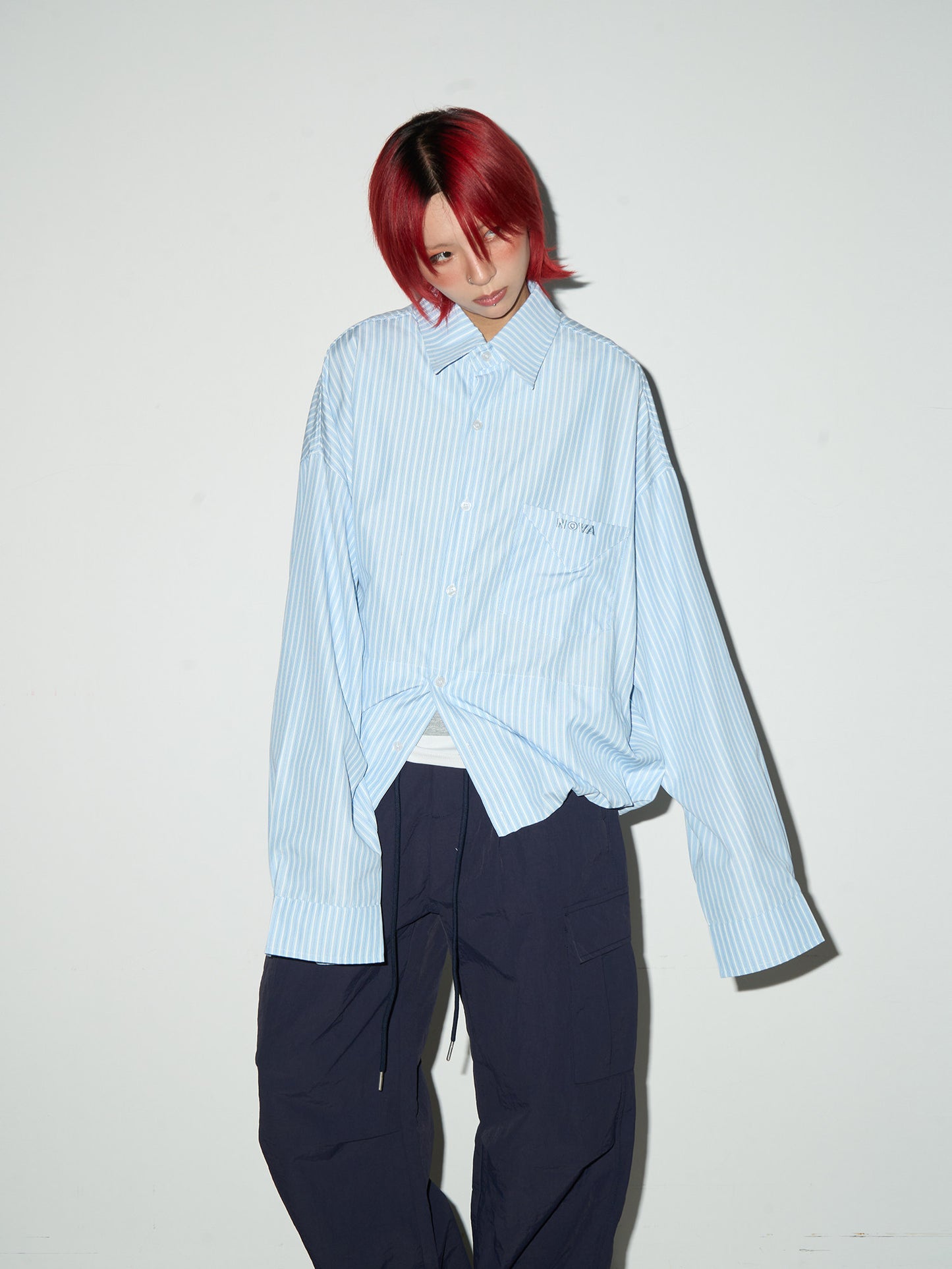 Stripe Oversize Long Sleeve Shirt NA9033