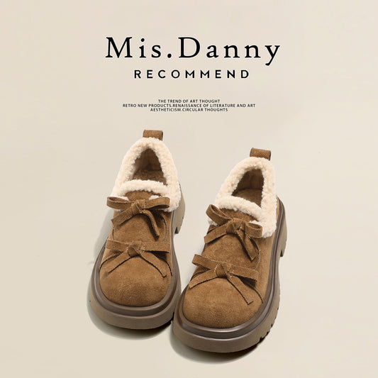 Suede Leather Fleece Lining Platform Loafers NA8753