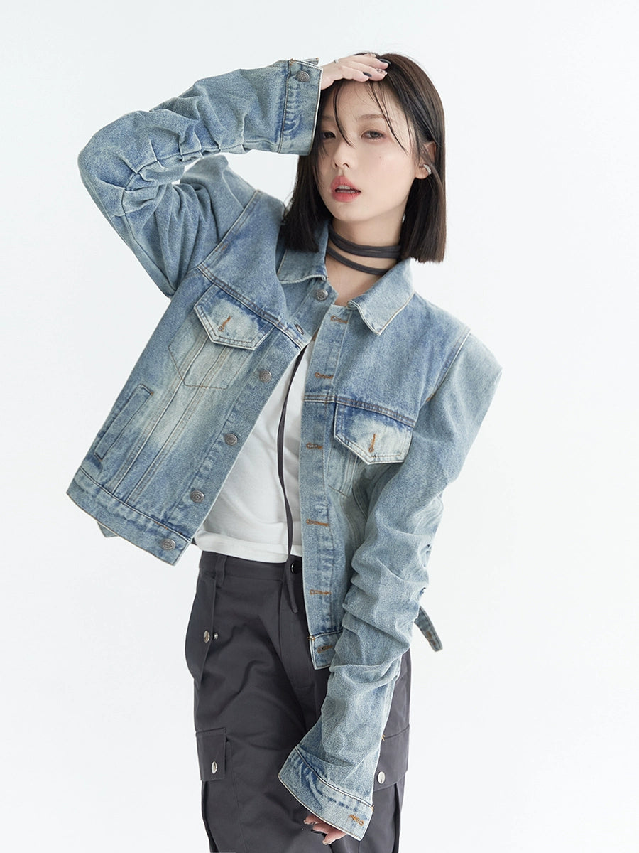 Shoulder Design Short Denim Jacket NA2733