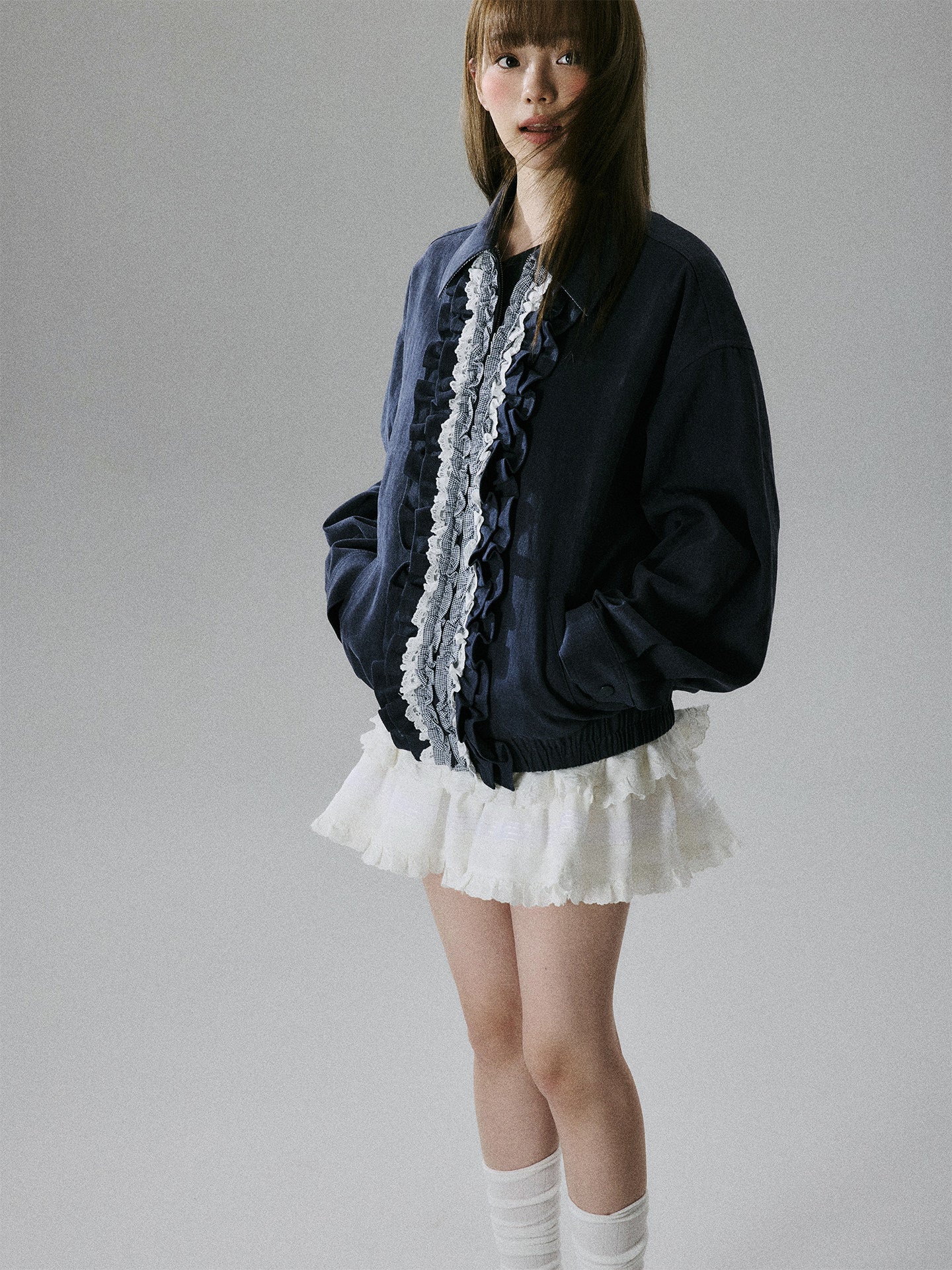 Ruffled Lace Detail Jacket NA8855