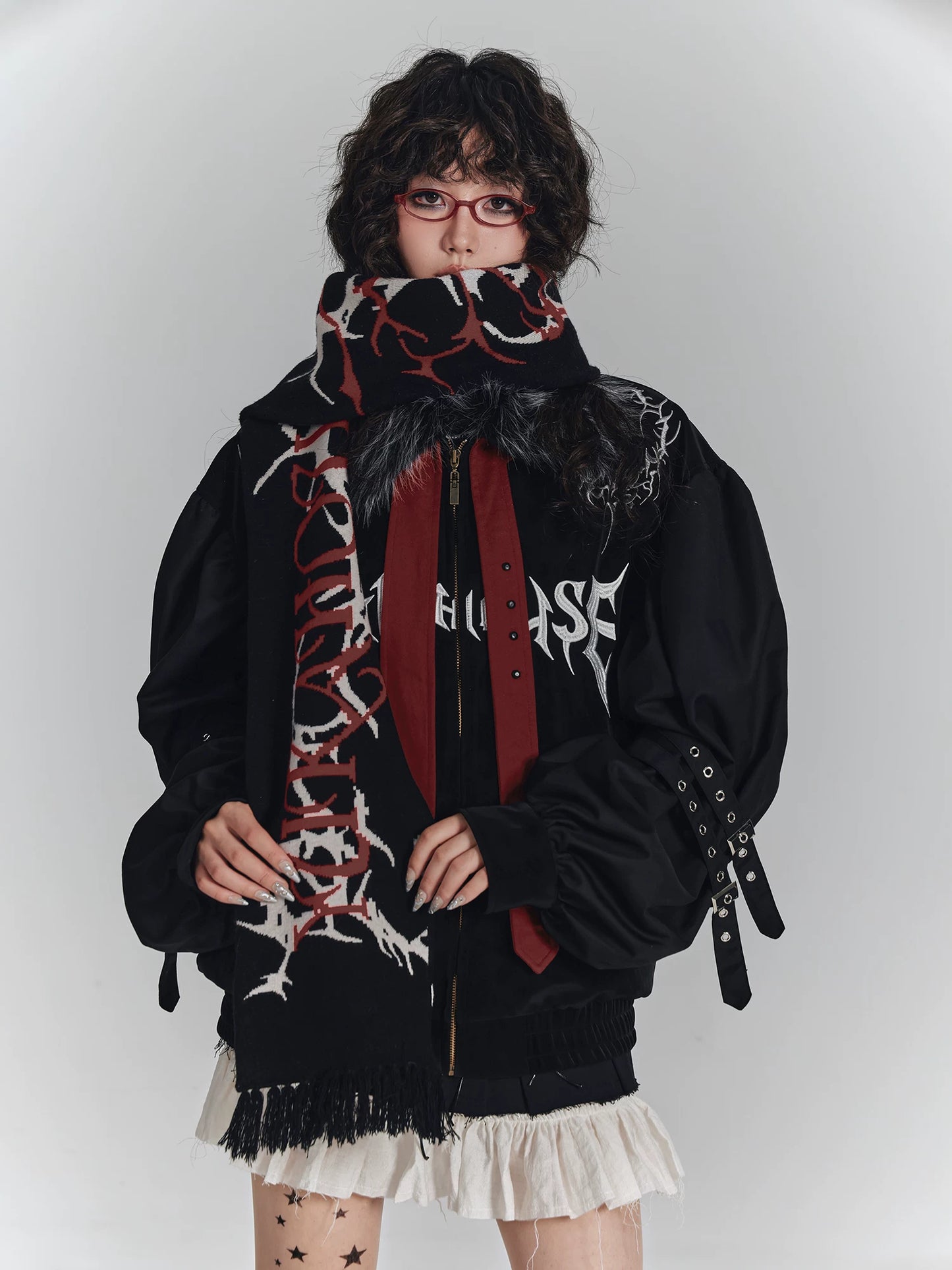 NA8917 YUKAHOUSE original punk warm scarf subculture dark sweet cool scarf atmosphere sense versatile for men and women NA8917
