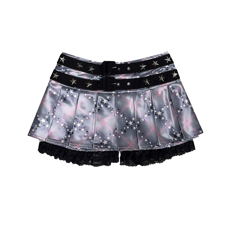 Star Print Pleated Skirt NA6622