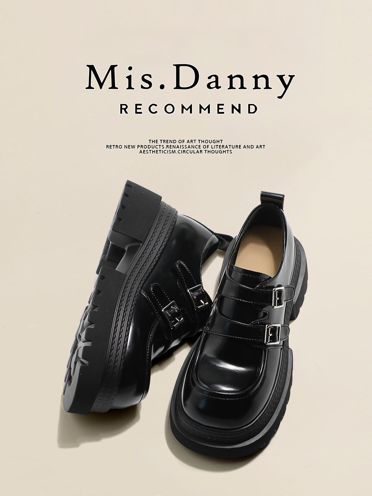 Double Metal Buckle Thick Sole Platform Loafers NA8735