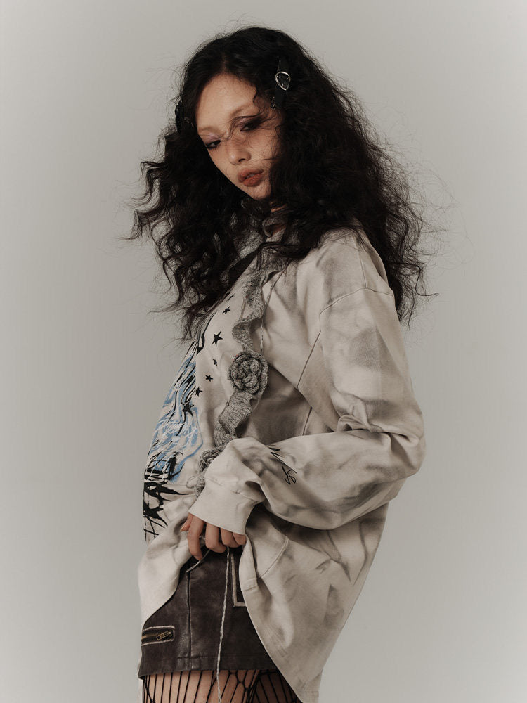 Vintage Dirty Wash Graphic Sweatshirt NA8906