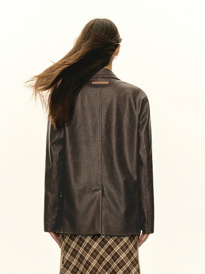 PU Leather Tailored Jacket NA5284