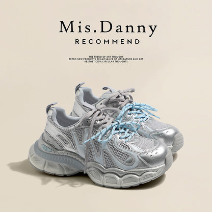 Metallic Mesh Lace-Up Sneakers NA8648