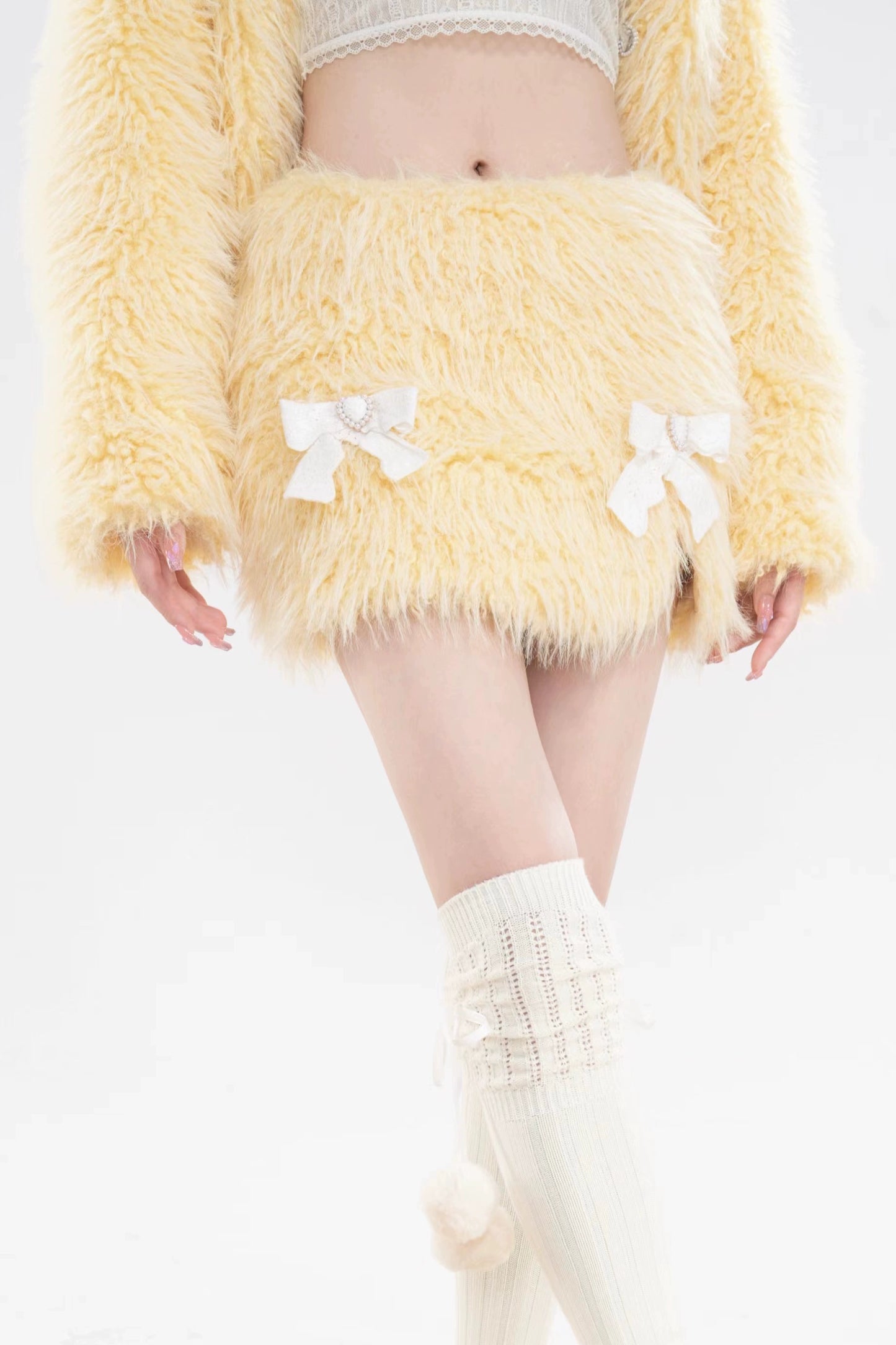 Fur Thickened Short Jacket & Short Skirt Setup NA5813