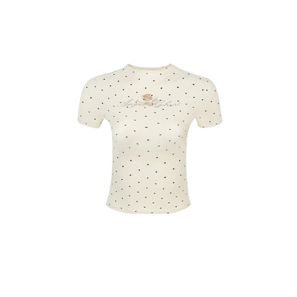 Polka Dot Rhinestone Short Sleeve TopNA4109