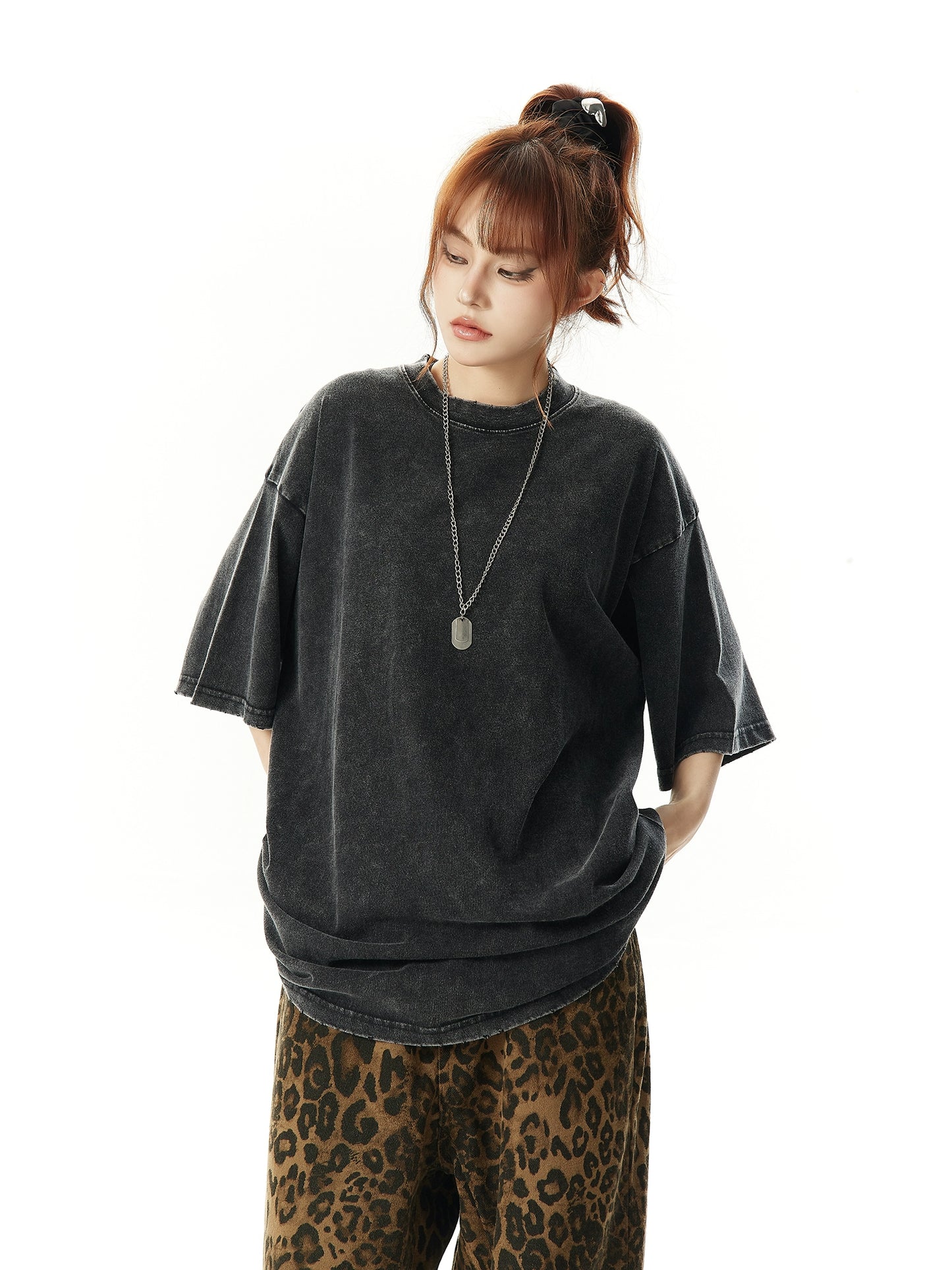 Washed Oversize Short Sleeve T-shirt NA2981