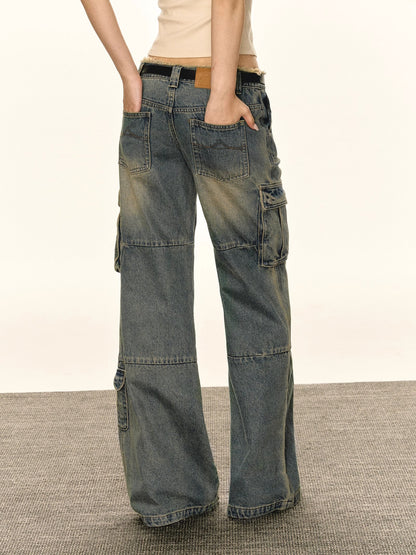 Multi Pocket Low Waist Cargo Denim Jeans NA5268