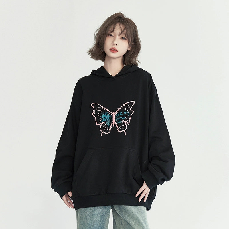 Butterfly Print Oversize Hoodie NA2716