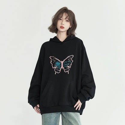 Butterfly Print Oversize Hoodie NA2716