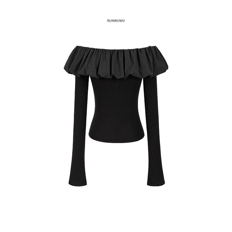 Ruffle Leaf Straight Neck Top NA4257