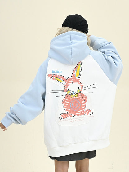 Oversize Rabbit Fleece Zipper Hoodie NA6297