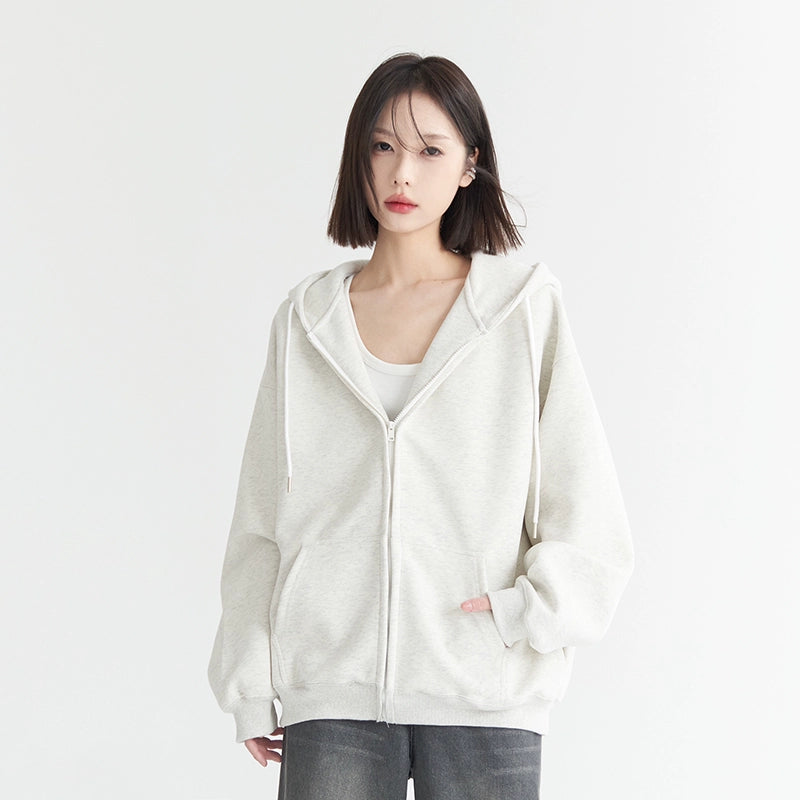 Simple Basic Oversize Zipper Hoodie NA2757