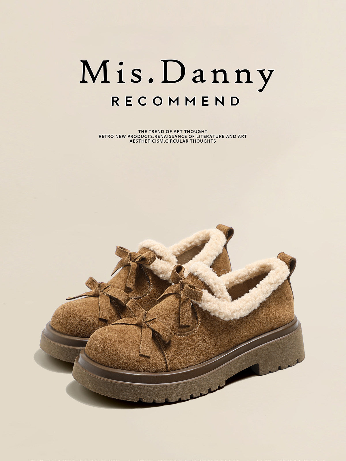 Suede Leather Fleece Lining Platform Loafers NA8753